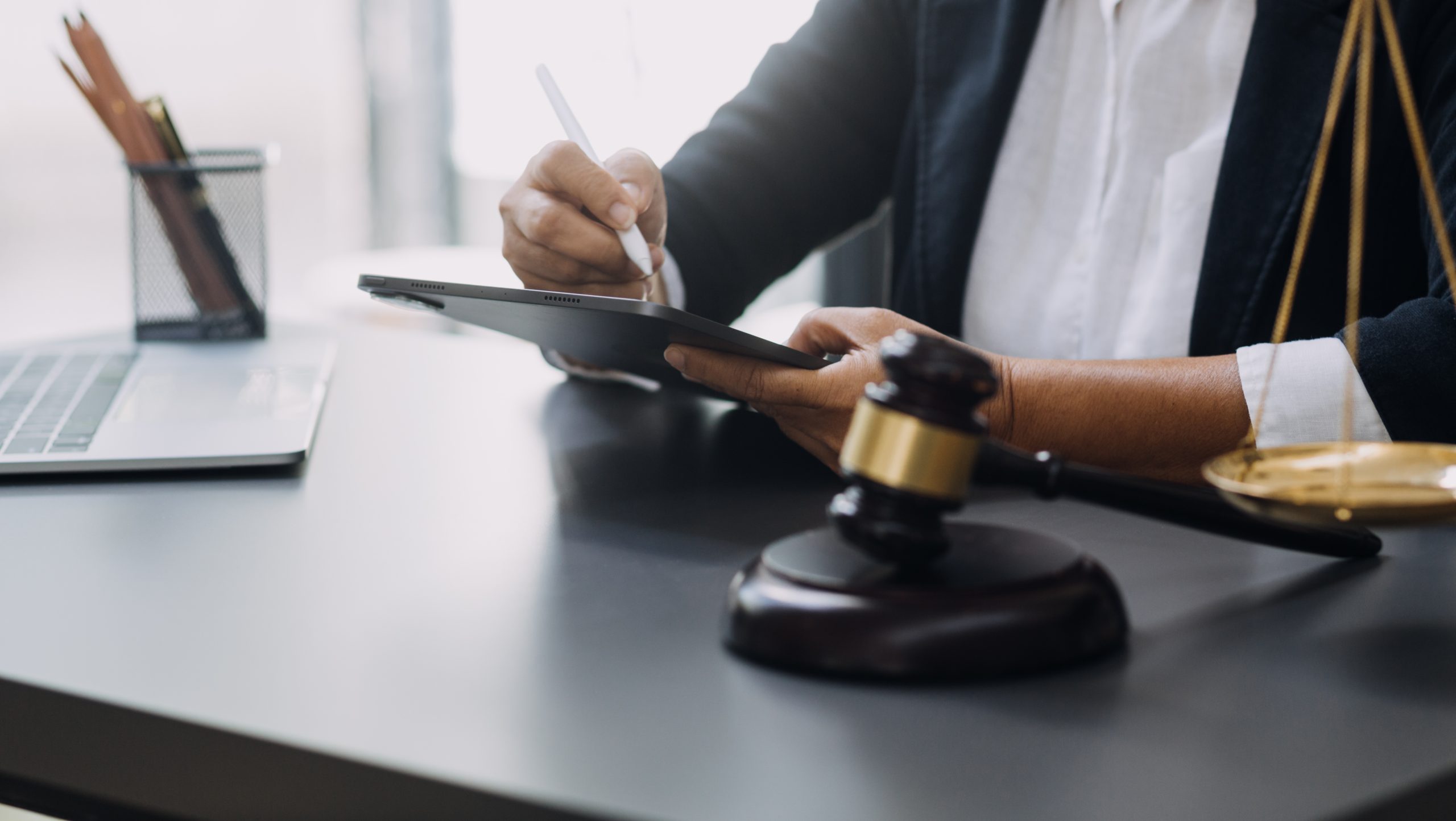 Legal professional working on a case